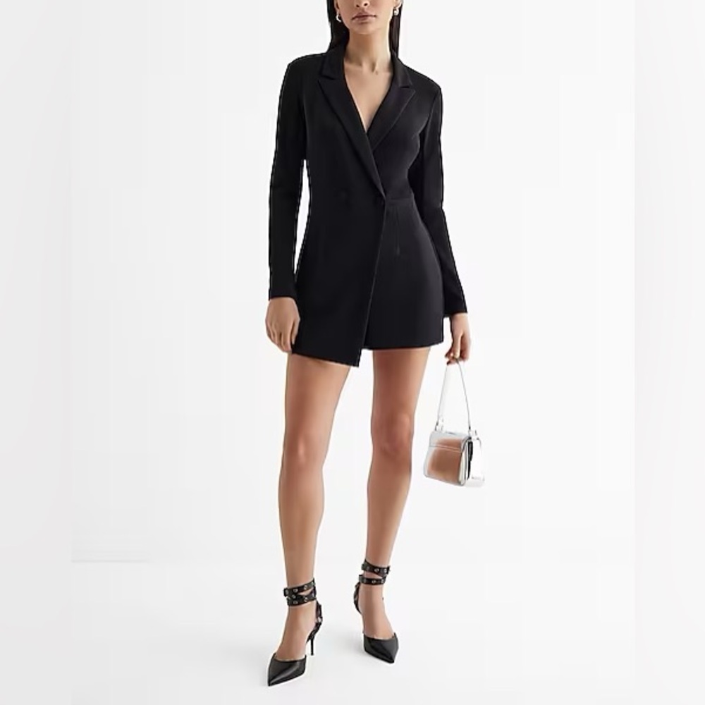NWT Double Breasted Padded Shoulder Blazer Romper